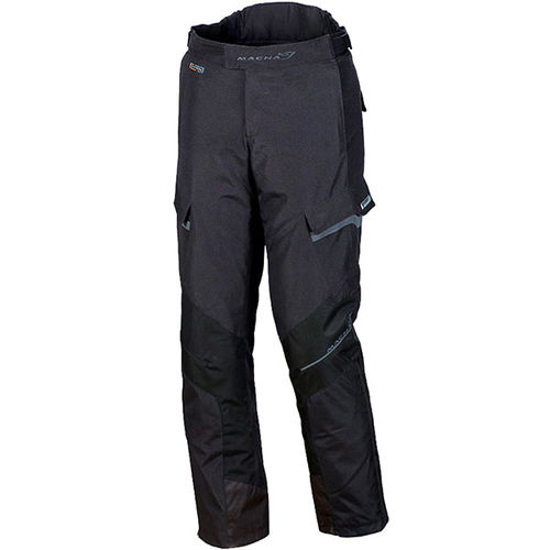 Macna Club Waterproof Black Textile Motorcycle Trousers Front                                                                                                                                                                                                  
