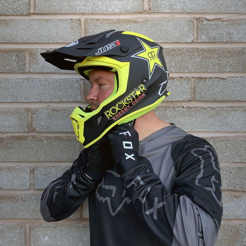 Just1 J38 Rockstar Helmet Matt Black Yellow