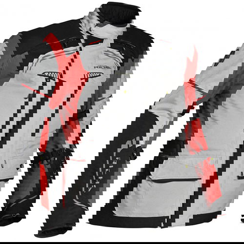 Richa Infinity Grey Red Black Textile Motorcycle Jacket Front                                                                                                                                                                                                  