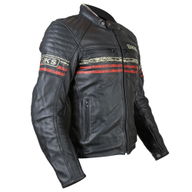 Retro Leather GBR Jacket Black Red Beige