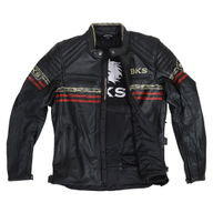 Retro Leather GBR Jacket Black Red Beige