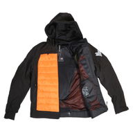 Puffer Hoodie Mens Black Orange