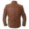 BKS Brandy Mens Brown Leather Motorcycle Jacket Back                                                                                                                                                                                                           