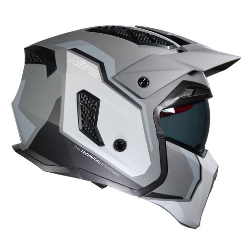 Nitro NZ302 Fighter Helmet Satin Black Grey Gun