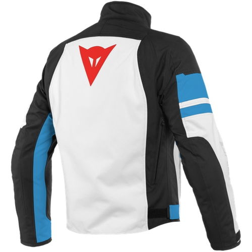 Dainese Saetta D-Dry White Blue Waterproof Textile Motorcycle Jacket Back                                                                                                                                                                                      