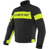 Dainese Saetta D-Dry Black Yellow Waterproof Textile Motorcycle Jacket Front                                                                                                                                                                                   
