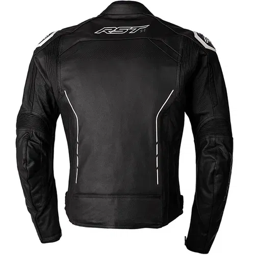 RST S1 CE Mens Leather Jacket Black Black White