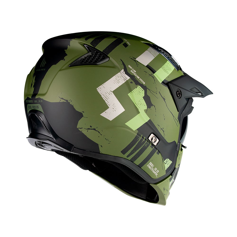 MT Streetfighter Skull Helmet A16 Matt Green