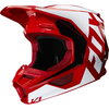 Fox V1 Prix Flame Red Motocross Helmet Front Left                                                                                                                                                                                                              