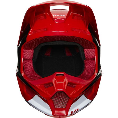 Fox V1 Prix Flame Red Motocross Helmet Front                                                                                                                                                                                                                   