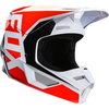 Fox V1 Prix White Fluo Orange Motocross Helmet Front Right                                                                                                                                                                                                     