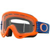 Oakley O Frame Shockwave Orange Blue Clear Lens MX Goggles Front Left                                                                                                                                                                                          