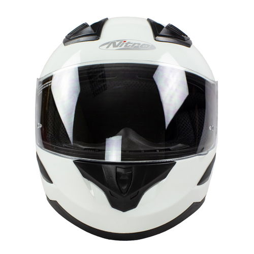 Nitro N2400 Uno White Full Face Motorcycle Helmet Front                                                                                                                                                                                                        