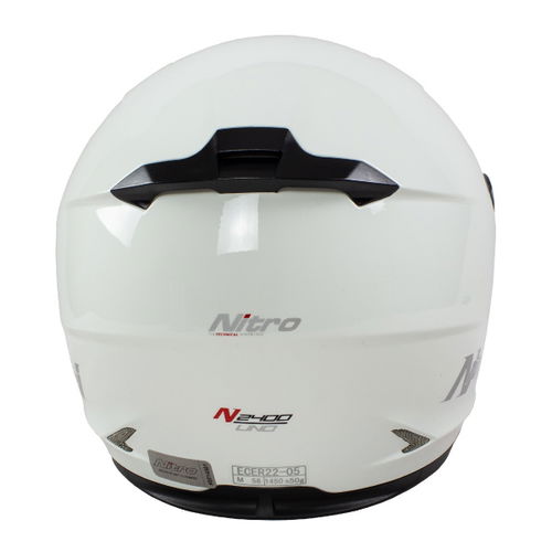 Nitro N2400 Uno White Full Face Motorcycle Helmet Back                                                                                                                                                                                                         