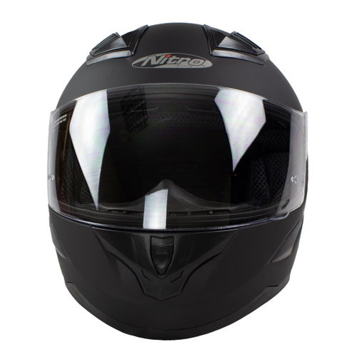Nitro N2400 Uno Satin Black Full Face Motorcycle Helmet Front                                                                                                                                                                                                  