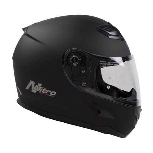 Nitro N2400 Uno Satin Black Full Face Motorcycle Helmet Right Side                                                                                                                                                                                             