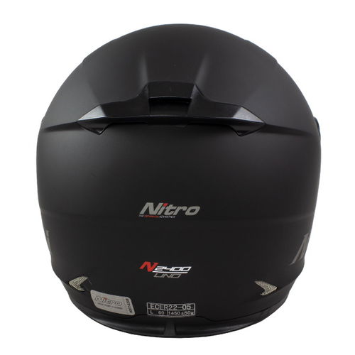 Nitro N2400 Uno Satin Black Full Face Motorcycle Helmet Back                                                                                                                                                                                                   