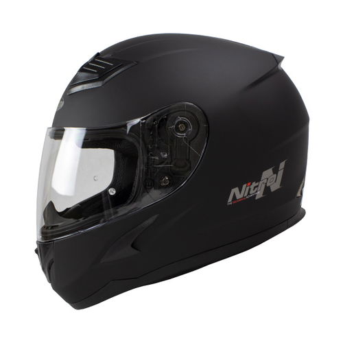 Nitro N2400 Uno Satin Black Full Face Motorcycle Helmet Left Side                                                                                                                                                                                              