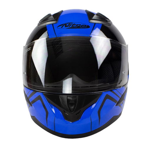 Nitro N2400 Rogue Black Blue Full Face Motorcycle Helmet Front                                                                                                                                                                                                 