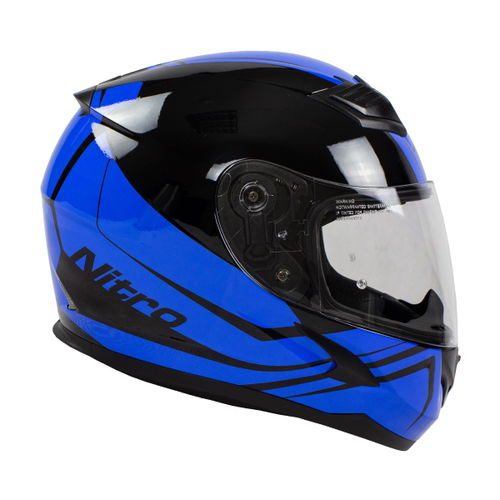 Nitro N2400 Rogue Black Blue Full Face Motorcycle Helmet Right Side                                                                                                                                                                                            