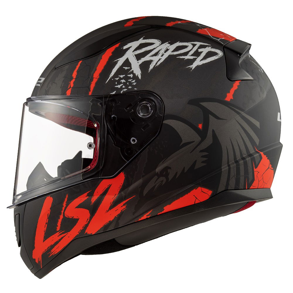 LS2 FF353 Rapid Helmet Raven Matt Black White Red