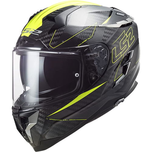 LS2 FF327 Challenger Carbon Helmet Fold Hi Viz Yellow