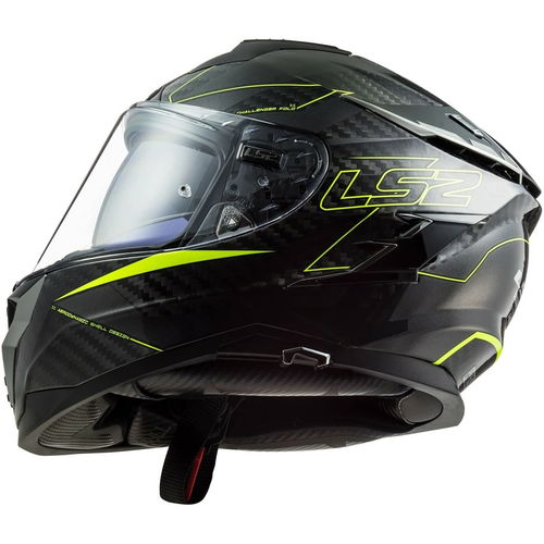 LS2 FF327 Challenger Carbon Helmet Fold Hi Viz Yellow