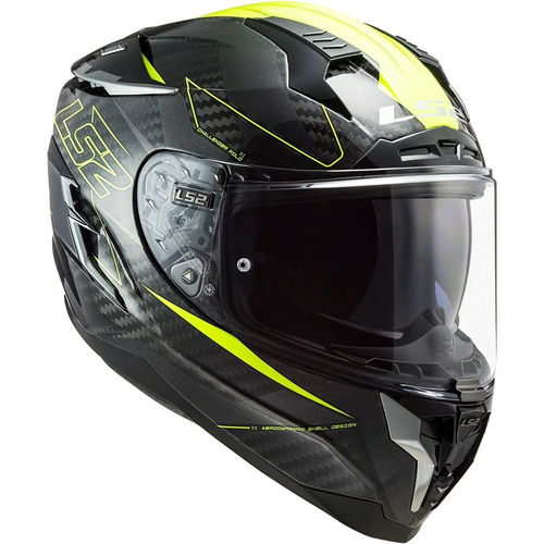 LS2 FF327 Challenger Carbon Helmet Fold Hi Viz Yellow