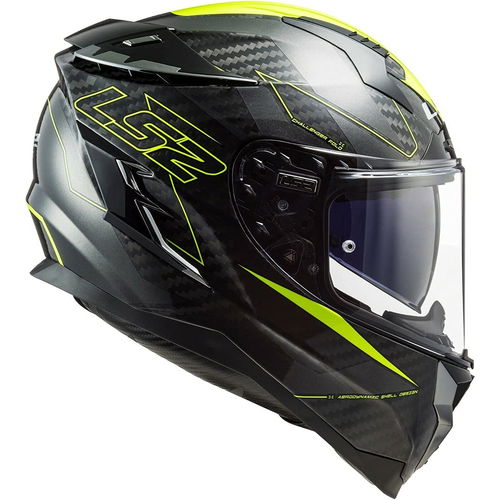 LS2 FF327 Challenger Carbon Helmet Fold Hi Viz Yellow