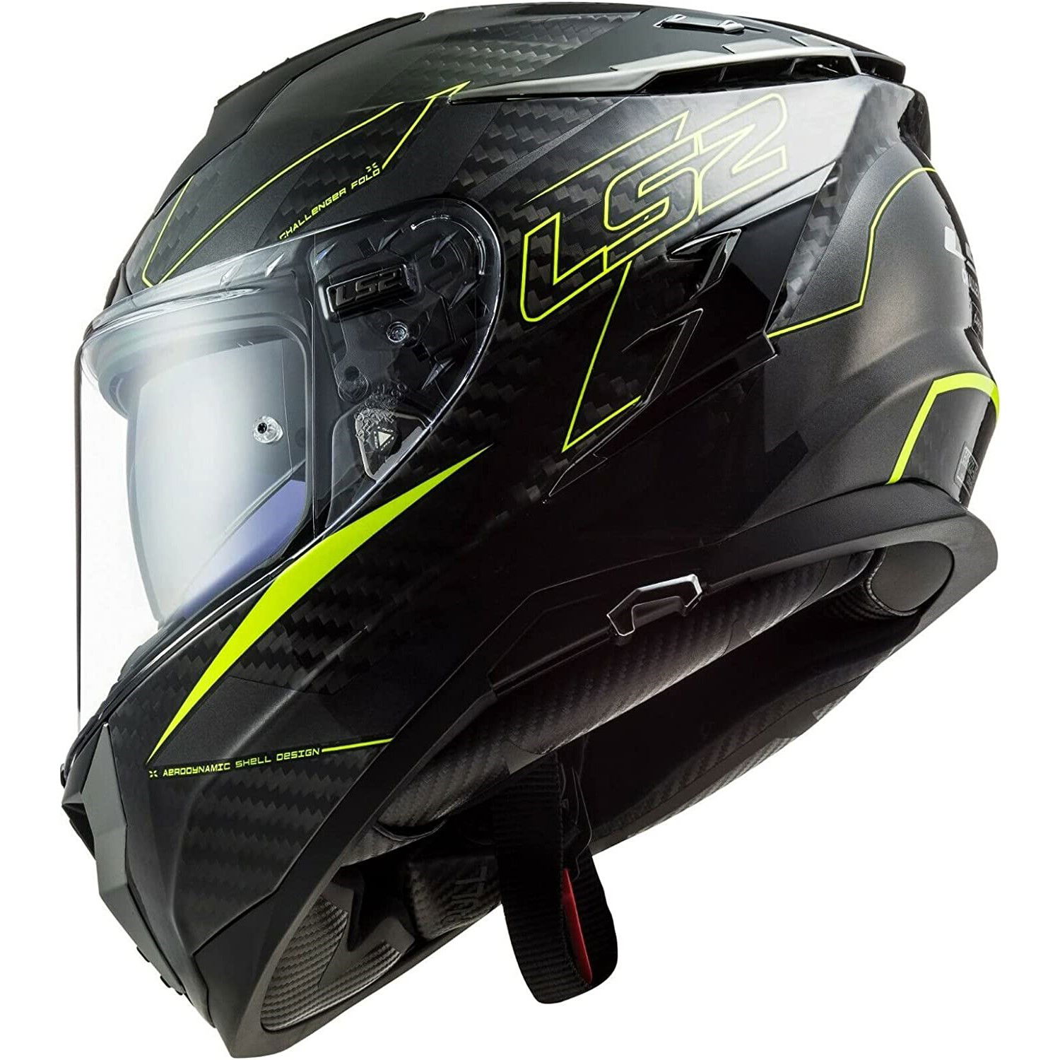 LS2 FF327 Challenger Carbon Helmet Fold Hi Viz Yellow