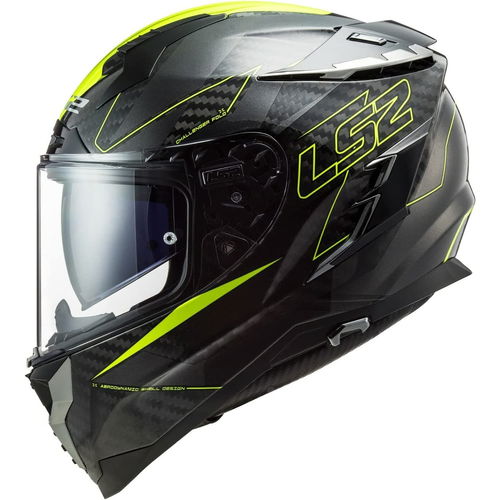 LS2 FF327 Challenger Carbon Helmet Fold Hi Viz Yellow