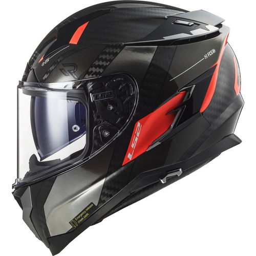 LS2 FF327 Challenger Carbon Helmet Alloy Titanium Chrome Orange