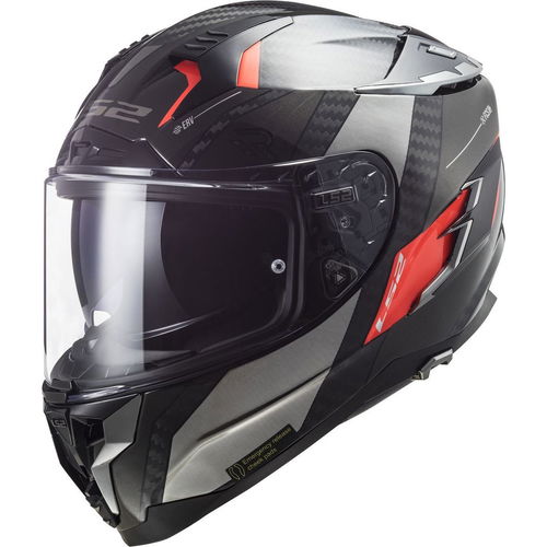 LS2 FF327 Challenger Carbon Helmet Alloy Titanium Chrome Orange