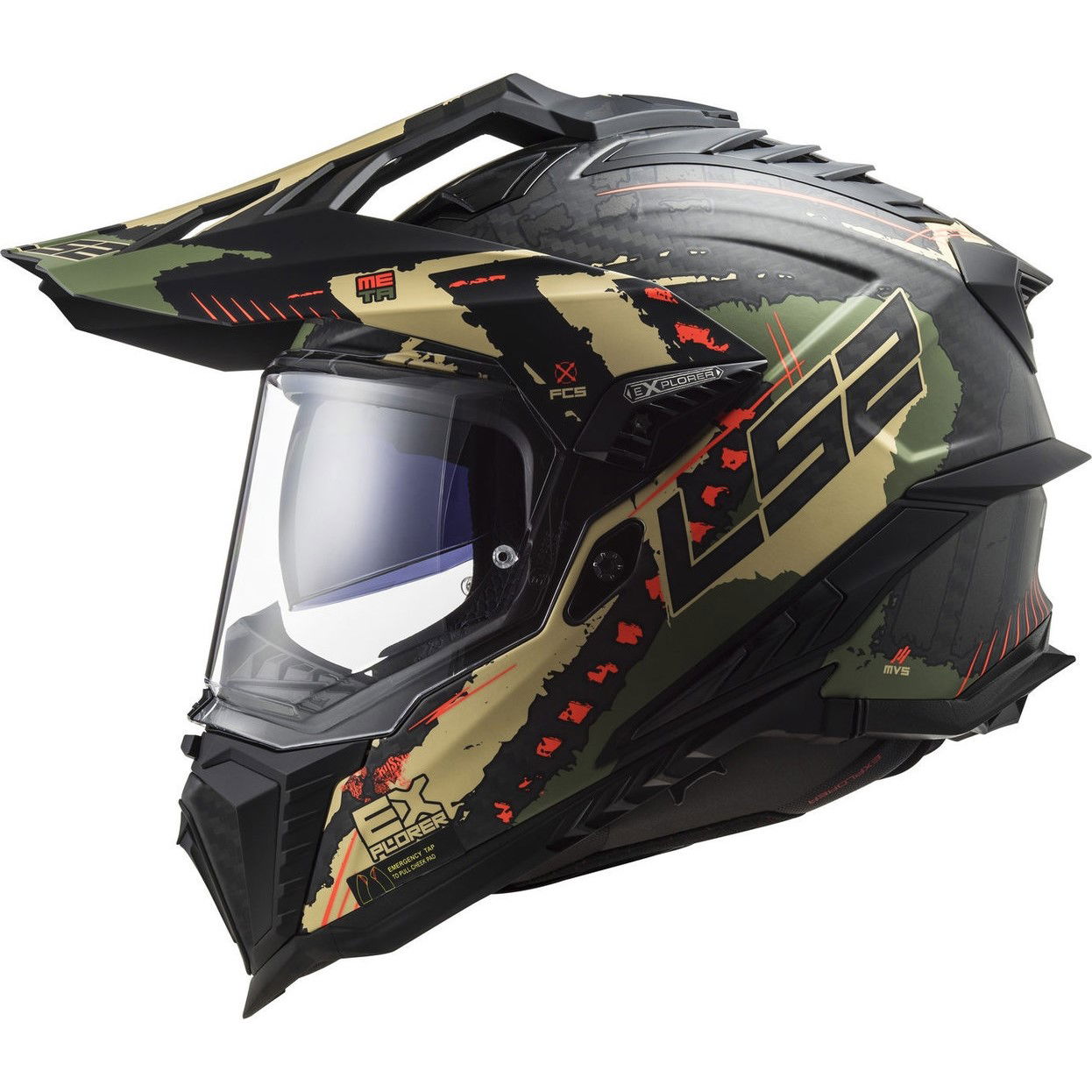 LS2 MX701 Explorer Carbon Helmet Extend Matt Military Green