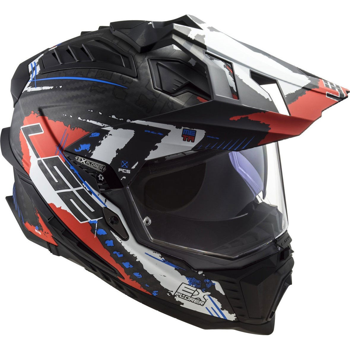 LS2 MX701 Explorer Carbon Helmet Extend Matt Red