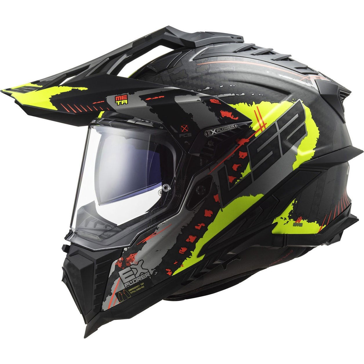 LS2 MX701 Explorer Carbon Helmet Extend Matt Hi Viz Yellow