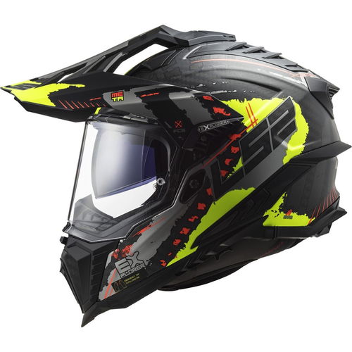 LS2 MX701 Explorer Carbon Helmet Extend Matt Hi Viz Yellow