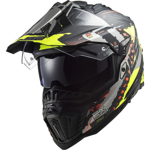 LS2 MX701 Explorer Carbon Helmet Extend Matt Hi Viz Yellow