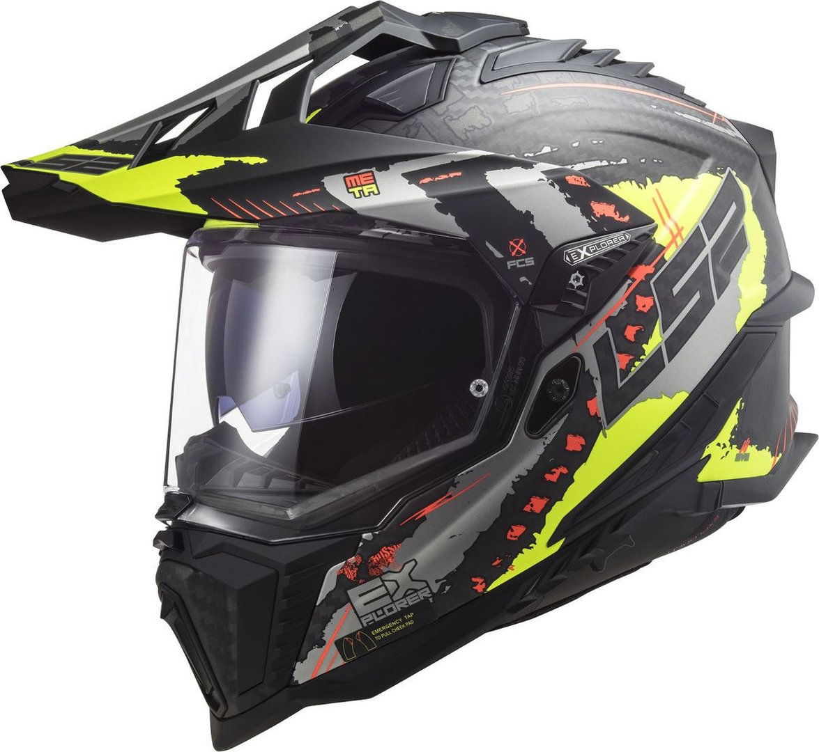 LS2 MX701 Explorer Carbon Helmet Extend Matt Hi Viz Yellow
