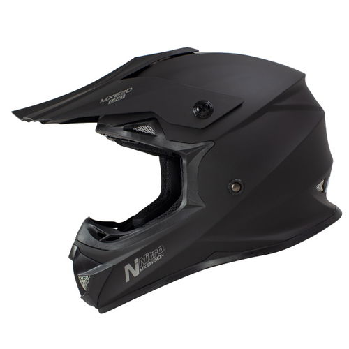 Nitro MX620 Uno Satin Black MX Helmet Left Side                                                                                                                                                                                                                