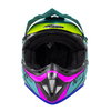 Nitro MX620 Podium Junior Childrens Satin Teal Yellow Pink MX Helmet Front                                                                                                                                                                                     