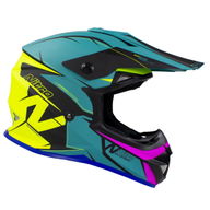MX620 Podium Junior Helmet Satin Teal Yellow Pink