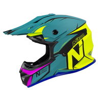 MX620 Podium Junior Helmet Satin Teal Yellow Pink