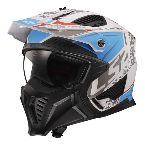 LS2 OF606 Drifter Helmet Devor Matt White Blue