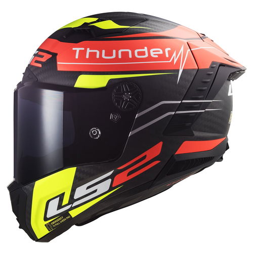 LS2 FF805 Thunder Carbon Helmet Attack Matt Red Hi Viz Yellow