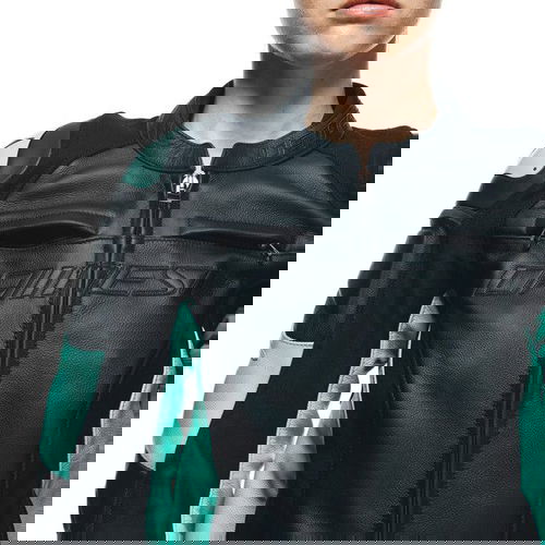 Dainese Racing 4 Lady Leather Jacket Black Aqua Green