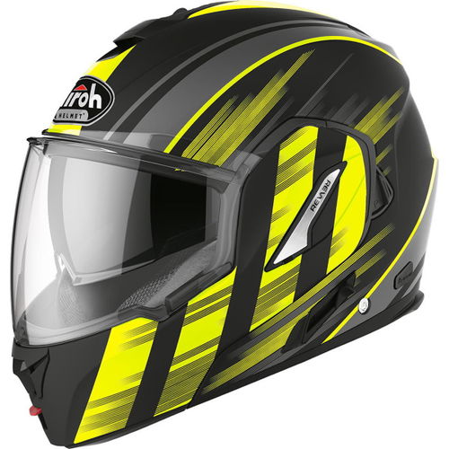 Airoh REV19 Flip Ikon Yellow Matt Flip Front Motorcycle Helmet Front Left                                                                                                                                                                                      