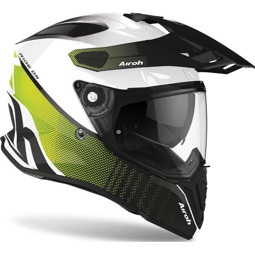 Airoh Commander Progress Lime Adventure Motorcycle Helmet Front Right                                                                                                                                                                                          