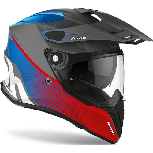 Airoh Commander Progress Red Blue Adventure Motorcycle Helmet Front Right                                                                                                                                                                                      
