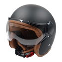 Jet Open Face Helmet Matt Black Brown